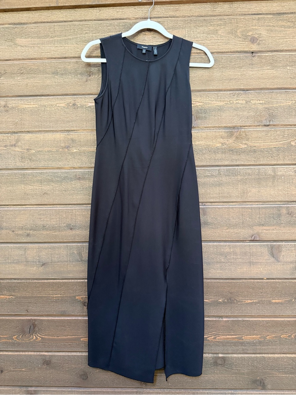 Theory Black Sleeveless Maxi Dress with Paneled Seams